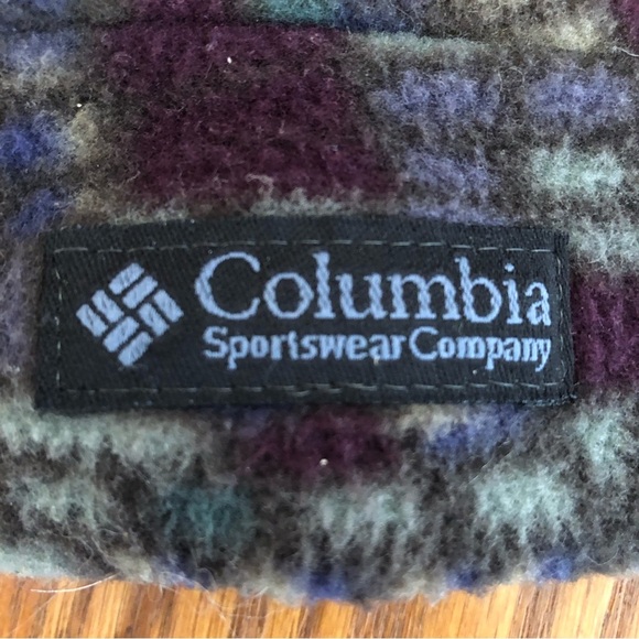 Vintage Columbia Fleece, Elf Long Cap, Abstract Mosaic, Purple/Blue/Cream, S/M - Picture 7 of 8